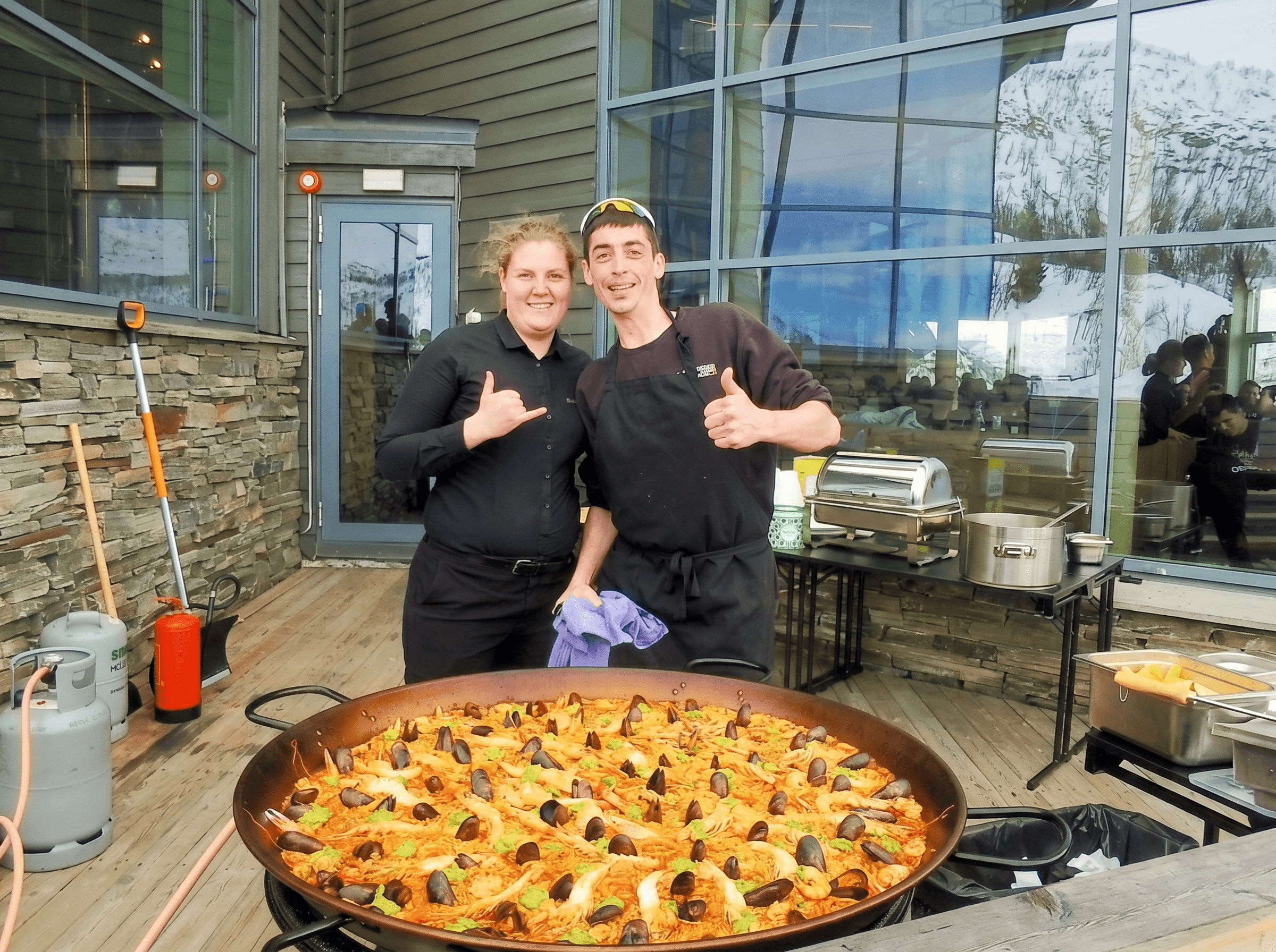 Golden paella ready to serve