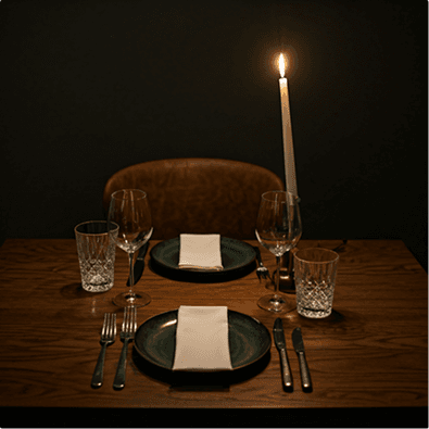 Elegant table setting with candle